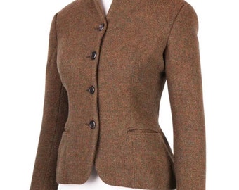 Ralph Lauren Black Label Equestrian textured Brown Wool Jacket Size 2 Made in Italy