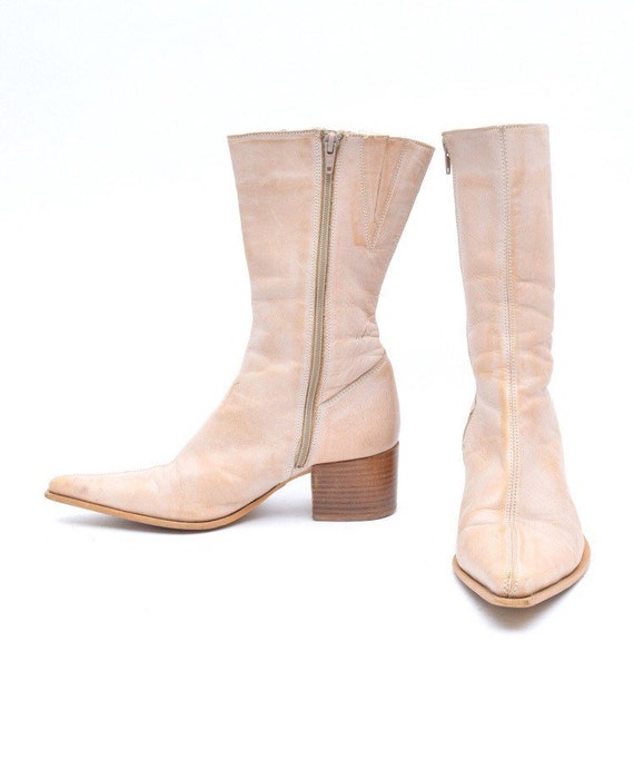 Vintage Leather Brigitte Bardot's Style Mod Boots… - image 3