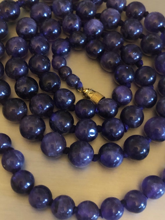 Vintage Art Deco Deep purple Amethyst knotted Fla… - image 2