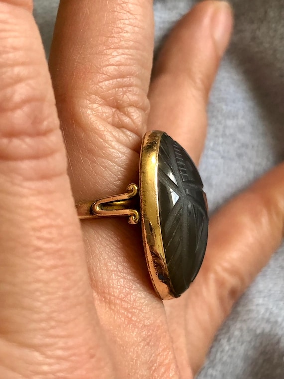 Art Deco Translucent Gray Lavender Chalcedony Car… - image 10