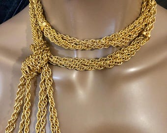 ヴィンテージ YSL タッセルチェーンベルトネックレス、イヴ・サン 