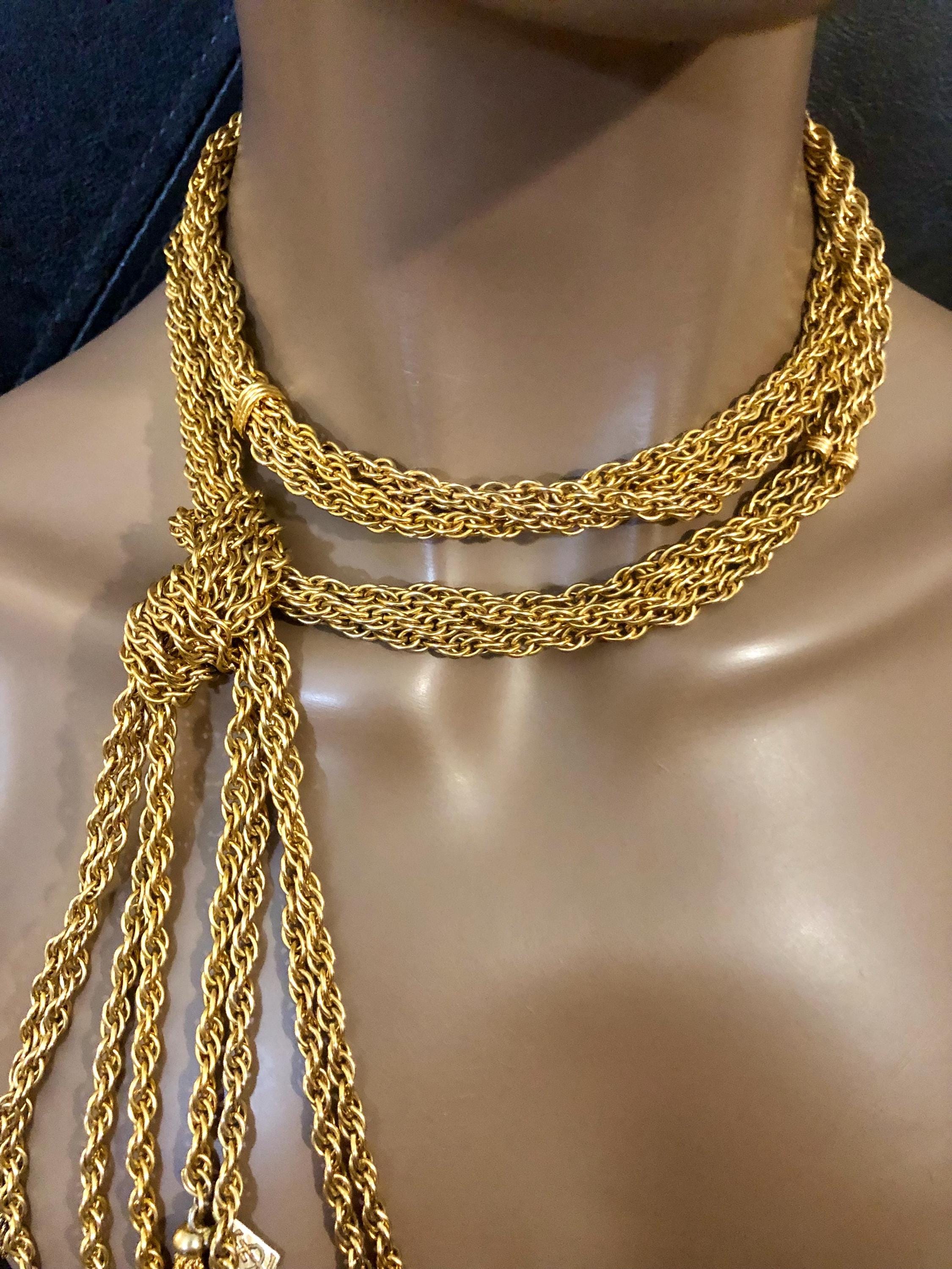 ヴィンテージ YSL タッセルチェーンベルトネックレス、イヴ・サン