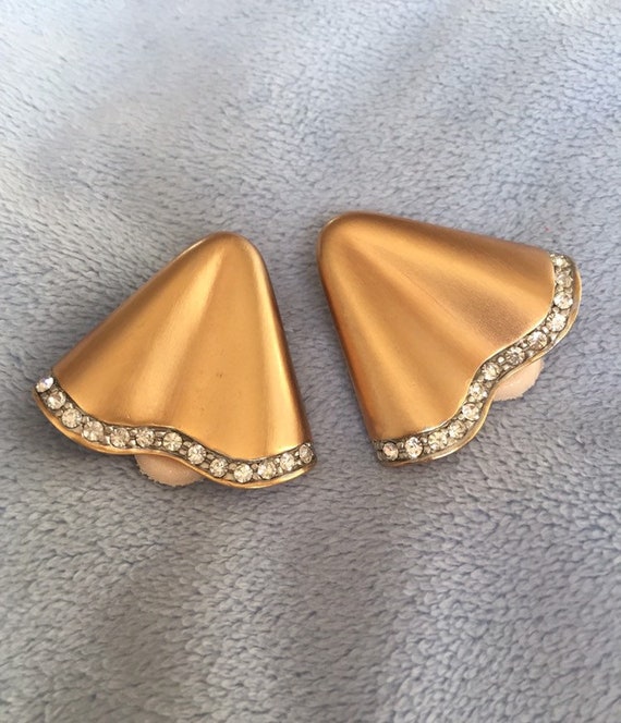 Vintage Deco Fan Earrings by Les Bernard - image 1