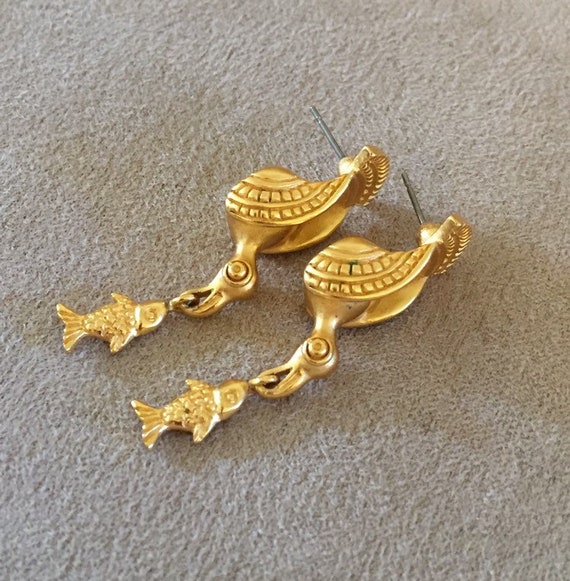 Sterling Silver Matte Gold Plated Dangle Bird Earrings Sterling Silver Matte Gold Plated Dangle Bird Earrings