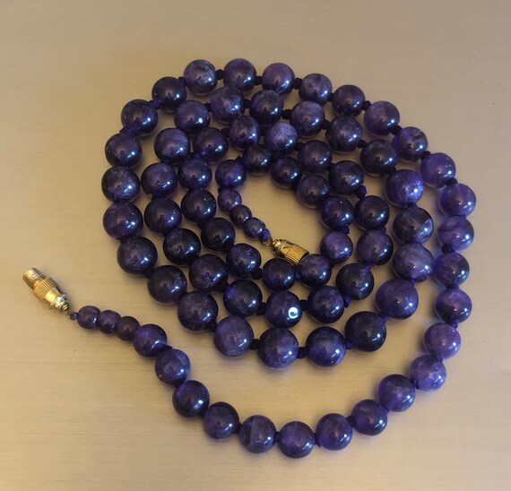 Vintage Art Deco Deep purple Amethyst knotted Fla… - image 3
