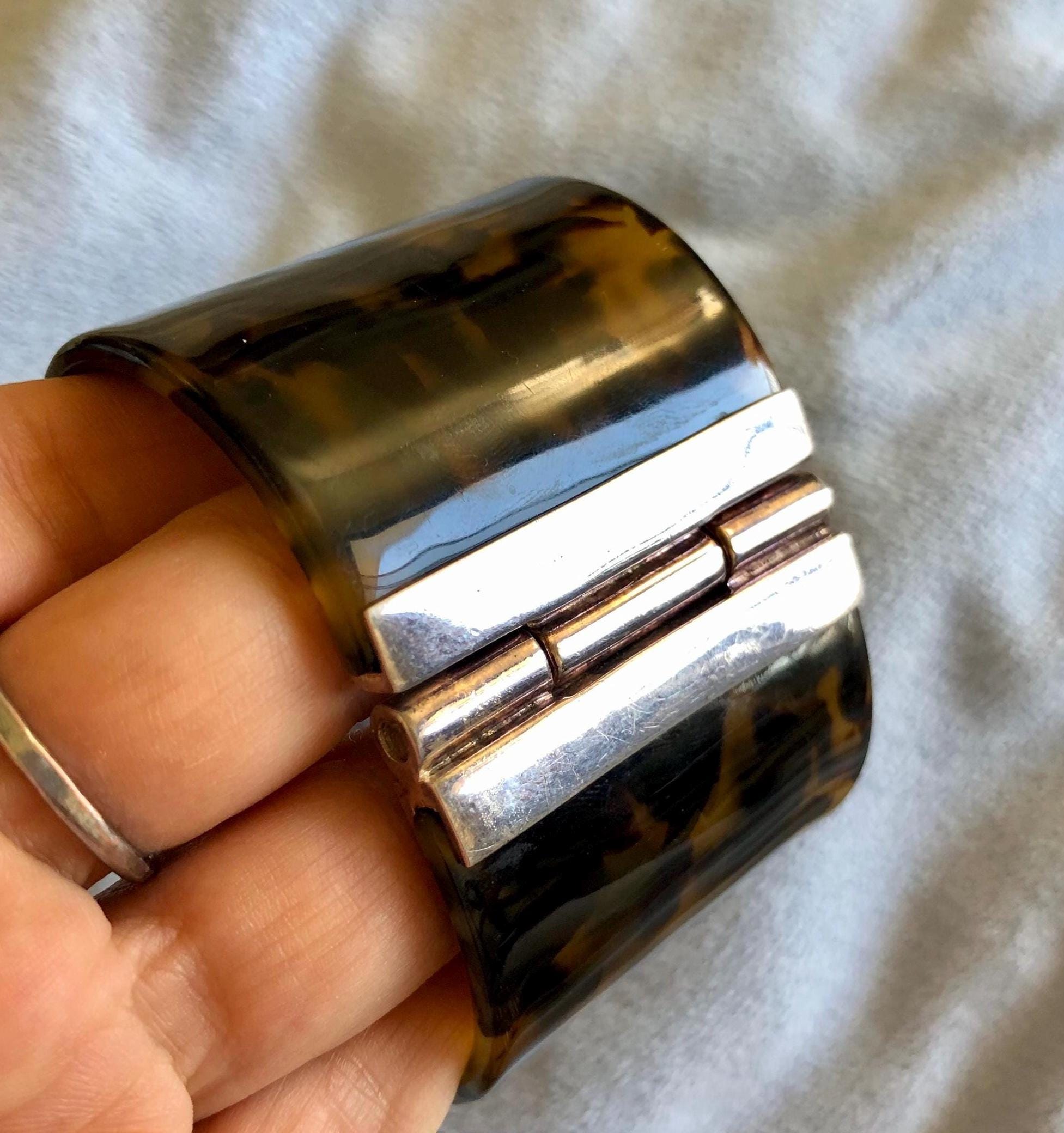 Vintage Ralph Lauren Sterling and Faux Tortoise 2” Wide Cuff