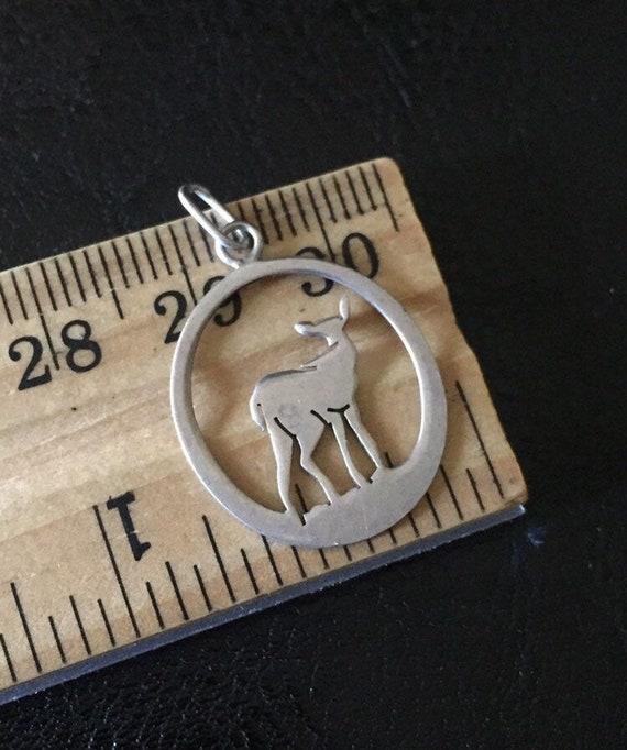 Vintage Sterling silver Fawn charm flat pendant
