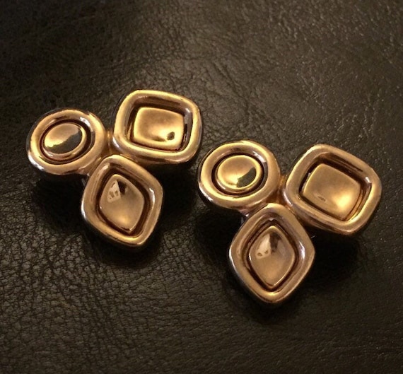 Vintage Givenchy earrings Geometric Pebble Clip o… - image 1