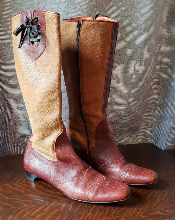 Vintage Oxford style Vero Cuoio Tall Brown Boots … - image 2