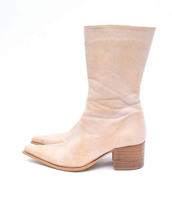 Vintage Leather Brigitte Bardot's Style Mod Boots… - image 1