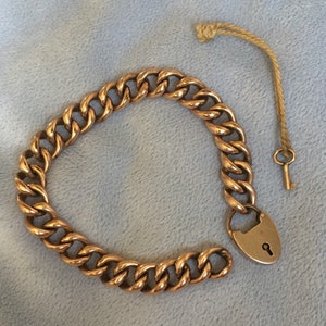 Victorian Rose Gold Heart Padlock Charm bracelet With Original Key Functions image 3