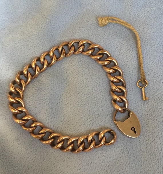 Victorian Rose Gold Heart Padlock Charm bracelet … - image 3