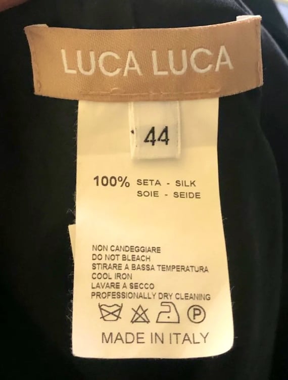 Luca Luca Italian Black Silk Dress sweatshirt nec… - image 4