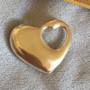 Vintage Sterling Silver Large Puffy Heart Pendant