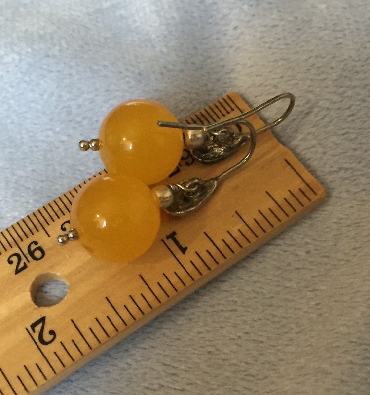 Beautiful Vintage Yellow Jade Ball Earrings Etsy UK