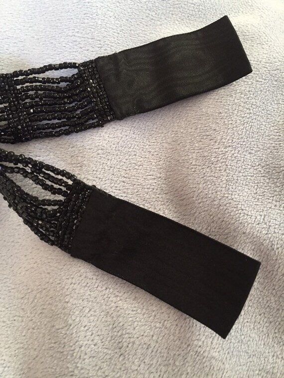 Vintage Art Deco Flapper’s Black Beaded and Ribbo… - image 5