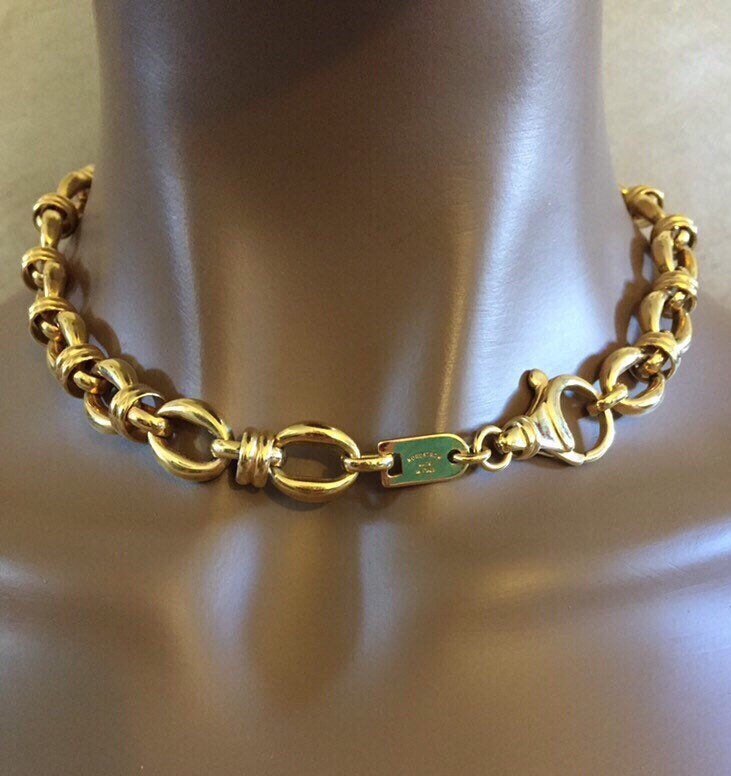 Vintage Chunky Made in Italy Love Knot Chain Necklace W/large Clasp
