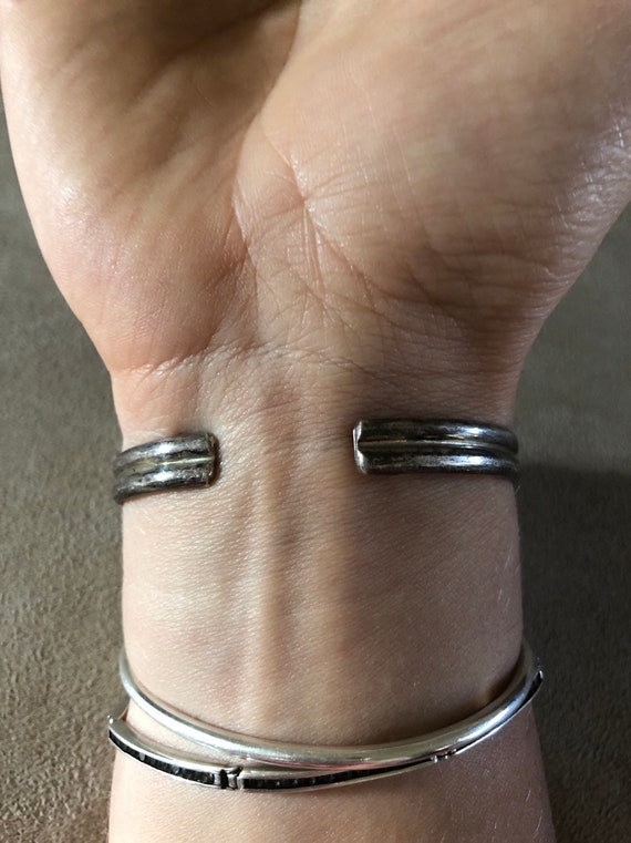 Zuni Turquoise Sterling silver cuff Bangle Bracel… - image 9