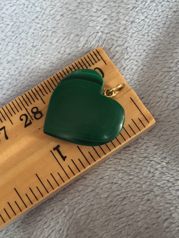 Vintage Green malachite Heart pendant - image 3