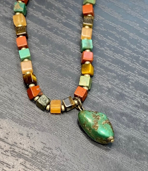 Vintage sterling silver tiny cube Multi Gemstone … - image 8