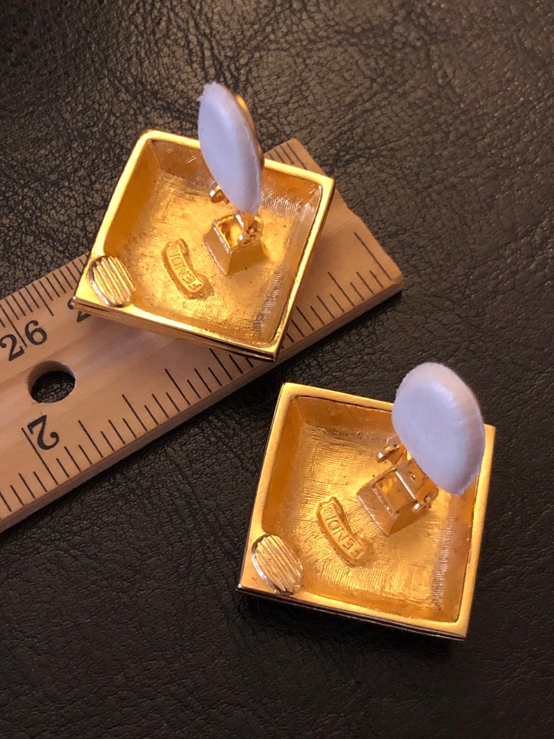 Vintage FENDI Logo Earrings Clip On Etsy