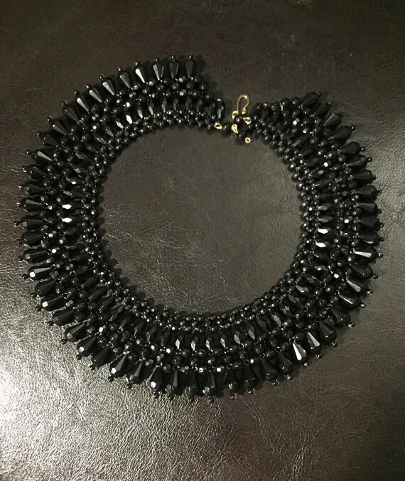 Vintage Faceted Black Collar Cleopatra necklace - image 2