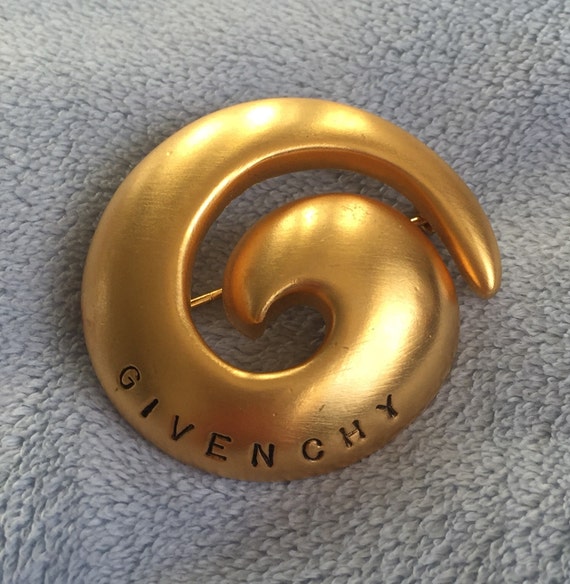 Large Givenchy Matte Gold pin brooch - image 1