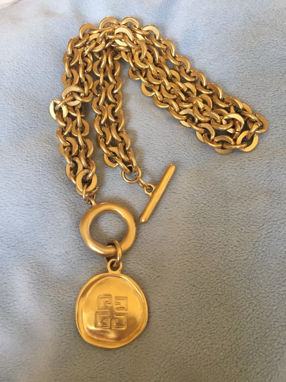 Givenchy Runway Couture matte Gold Toggle Necklac… - image 3