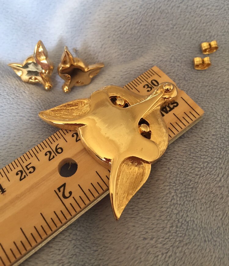 Vintage 1978 Mimi Di N Gold-plated Fox Brooch and Earrings Set - Etsy