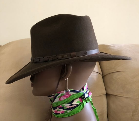 Vintage Brown Stetson Cross Creek Westen 100% Wool Hat Size S