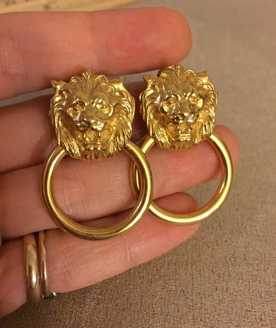 Lion Knocker Earrings – Post Back