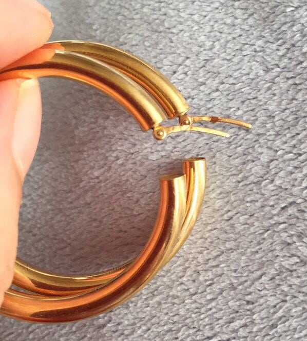 gold endless hoop earrings 18k