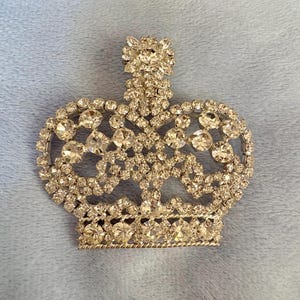 Vintage Large Dazzling Rhinestone Unisex Crown Brooch W/Prong multicut Rhinestones