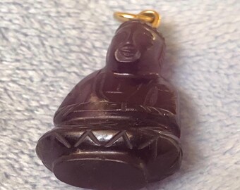 Antique Amethyst Buddha Pendant Charm Praying Religious 3D Buddha