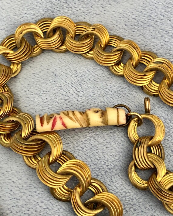 Rare Solid Brass Stacked Coiled Pocket Watch Chai… - image 9