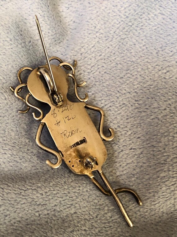 Handmade Sterling Signed Multi Color Dichroic Gla… - image 7