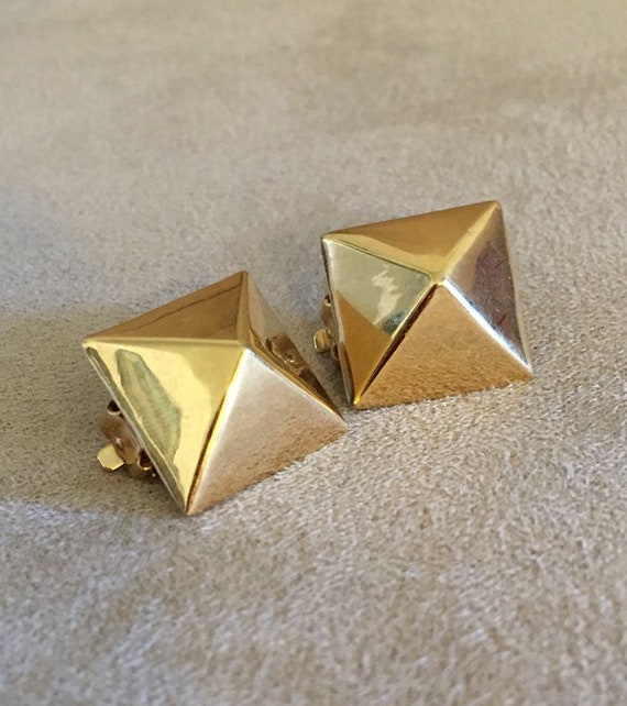 Classic Ralph Lauren RLL Pyramid Earrings  Clip on - image 1