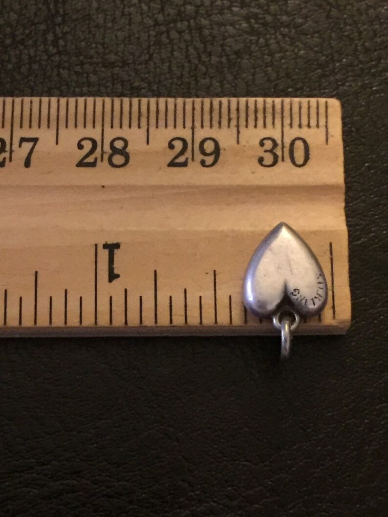 Antique Sterling Silver very tiny Puffy Heart Charm With Turquoise
