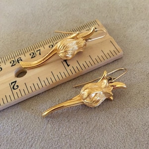 Vintage Monet Tulip Earrings Dangle large Tulips earrings