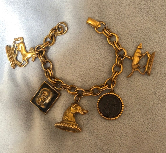 Vintage Coro French thyme Charm Bracelet W/Double… - image 3