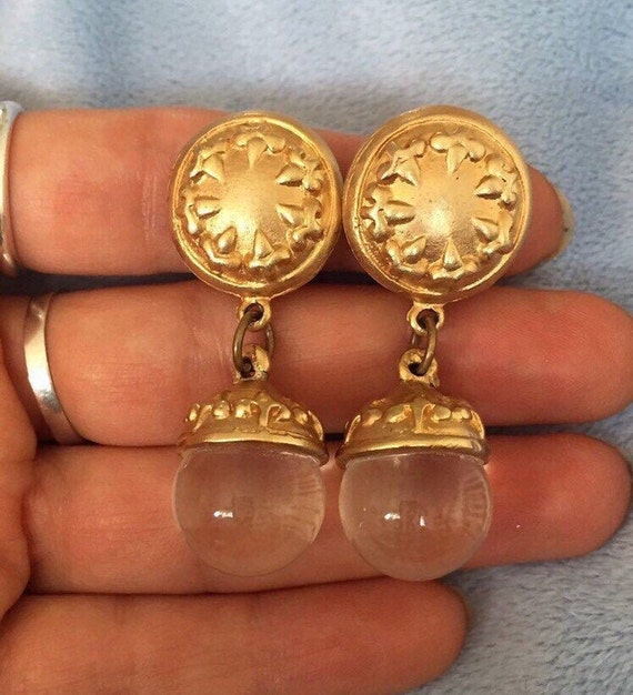 Signed Lazuli French Designers Acorn Earrings W/large Acorn Orbs