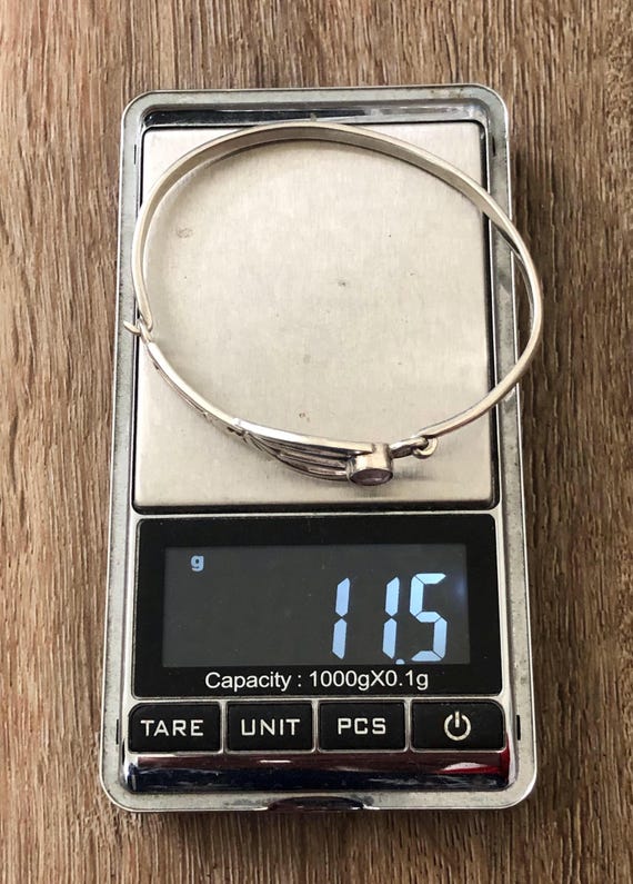 Deco Ivy Amethyst Solid Sterling Wrap Cuff Bangle… - image 6