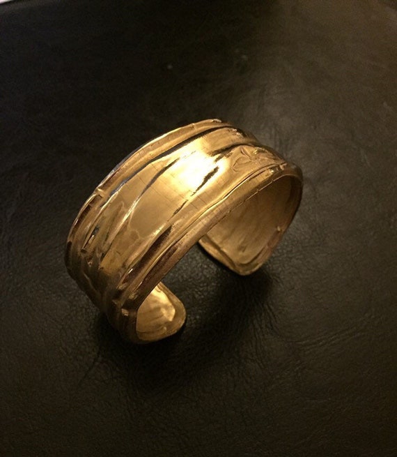Rare Givenchy Cuff matte and Polish Gold toned Wid