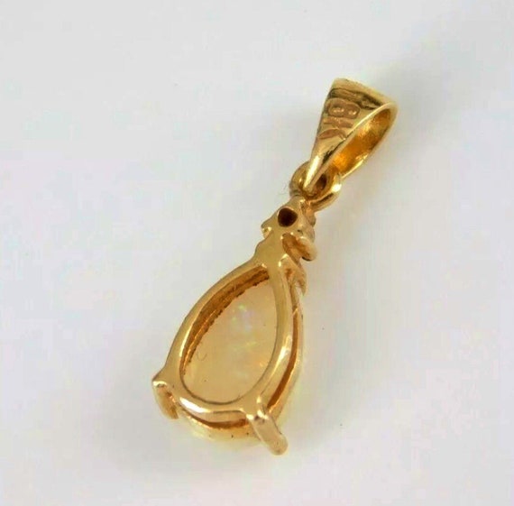 1980’s Vintage 18k Solid Gold Opal & Diamond Pend… - image 5
