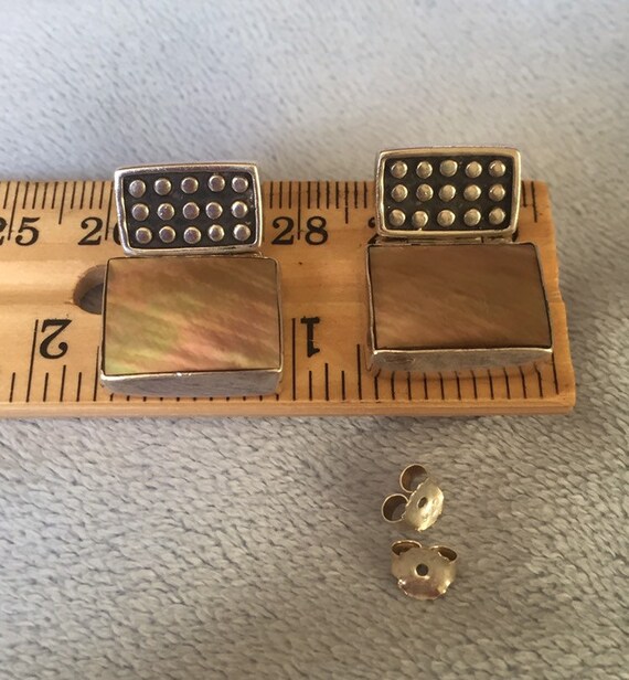 Orecchini A Perno In Argento 925 Con Madreperla Quadrati - Jewellerybox