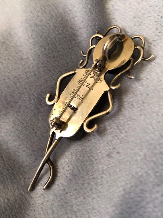 Handmade Sterling Signed Multi Color Dichroic Gla… - image 2