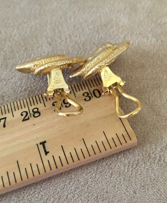 Vintage Gold washed Vermeil Cluster Rose Earrings… - image 6