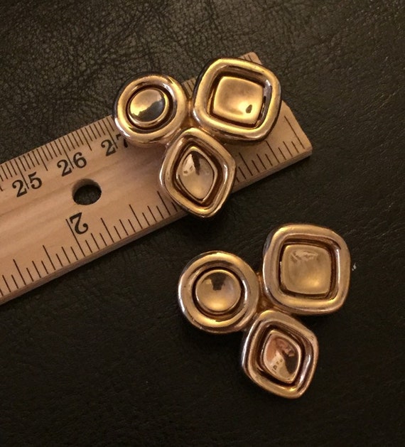Vintage Givenchy earrings Geometric Pebble Clip o… - image 7