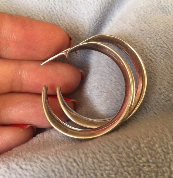 Pav Half Moon Hoop Earrings in Silver-Tone main image 1