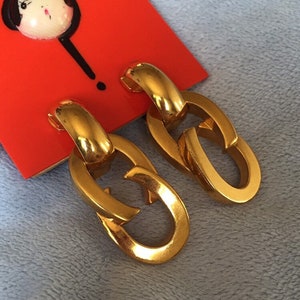 GUCCI Earrings. Gucci Vintage Enamel Clip on Earrings With GG,  UK